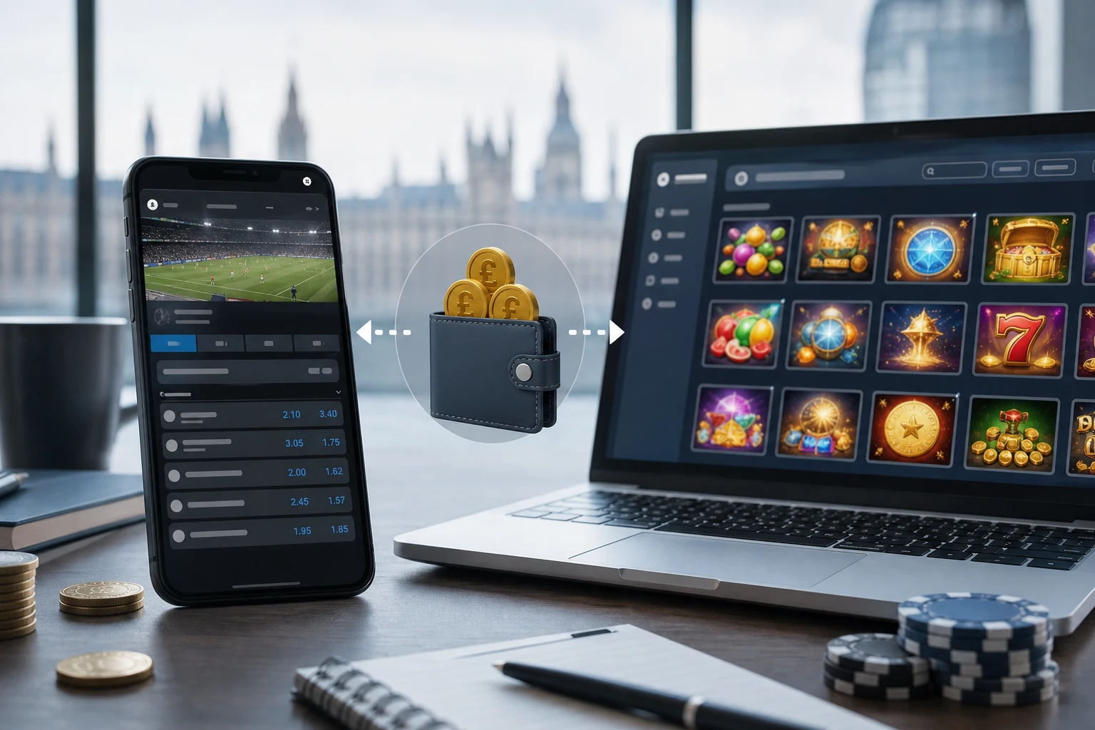 Shared sports and casino wallet on a non GamStop site