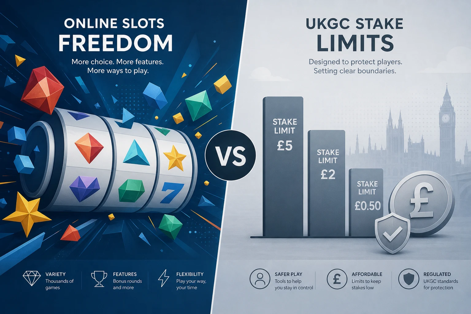 Offshore slot stakes compared with UKGC per-spin limits